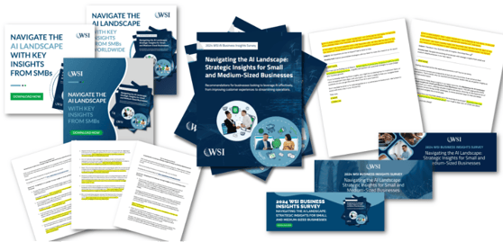 Promotional preview of a WSI marketing kit, including social media posts, email templates, and campaign planning guides.
