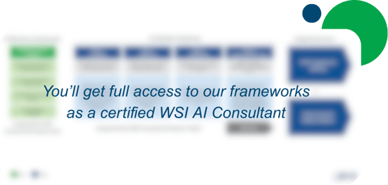 Blurred screenshot showing sample content from WSI’s proprietary AI consulting framework for certified consultants.